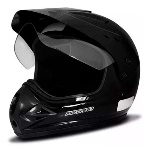 Capacete Moto Ebf Motocross Fechado Com Viseira Motard Solid Cor Preto Tamanho do capacete 58
