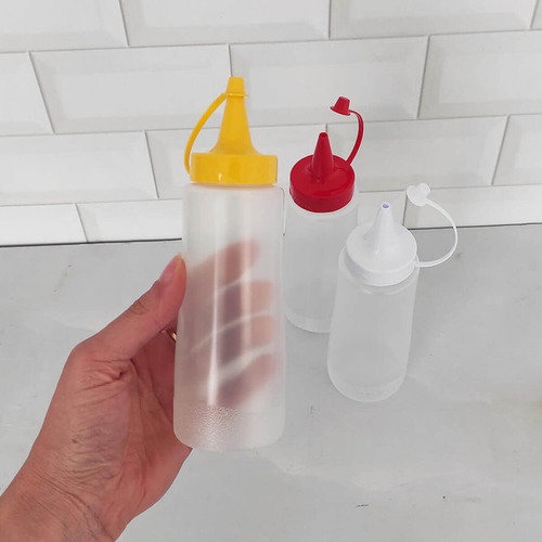 25 Frascos Para Molhos Bisnagas Plásticas 250ml Para Lanchon