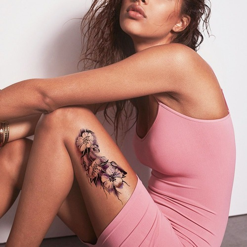 Tafly Flor Negra Tatuaje Realista Cuerpo Tatuaje Tempor | Envío gratis