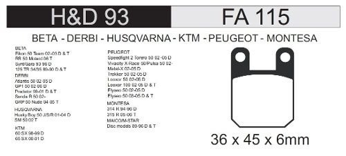 Pastilla Freno Fa 115 Hd93 Beta-condor (hd93)