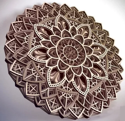 Figura De Pared Mandala Decorativo En Madera Cuadro En Capas