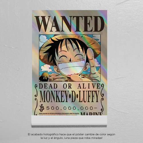 Póster One Piece Cartel Se Busca Monkey D Luffy 40 X 60 Cm