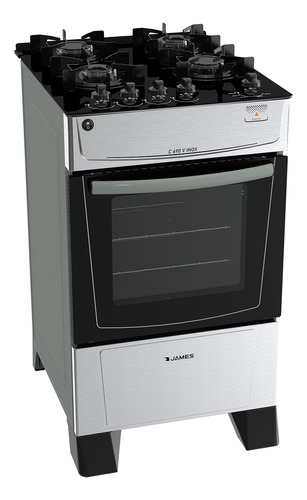 Cocina James C 690 V Inox Mesada De Vidrio Negro Kirkor - Sa