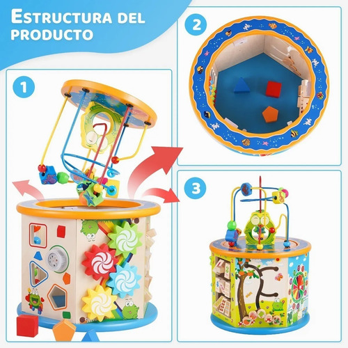 Juguete Montesorri Educativo 8 En 1 Con Laberinto Didácticos Color Colors