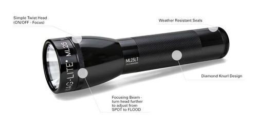 Imagen 2 de 7 de Linterna Maglite Ml25lt Led 2c Mano Potente Tactica 177 Lume
