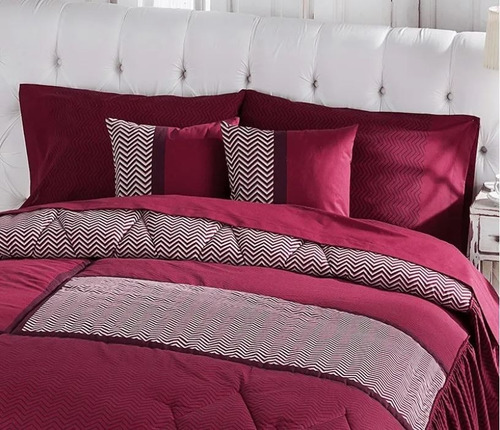 Colcha Milan Vino Matrimonial C/2 Cojines
