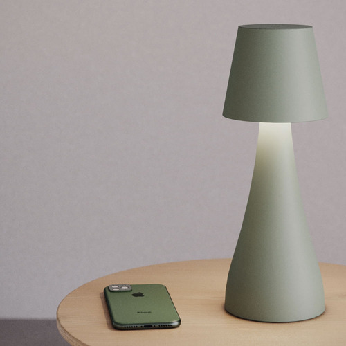 Luminária De Mesa Dontin Interlight Abajur Sem Fio Verde Cúpula Verde salvia