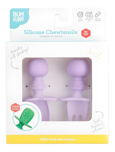 Juego De Cuchara Y Tenedor Bumkins De Silicona Lavanda