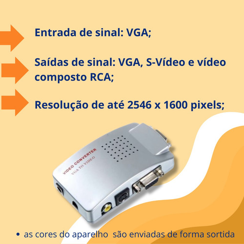 Conversor Vga P/ Rca + S-video Pc Notebook Tv Telão Projetor