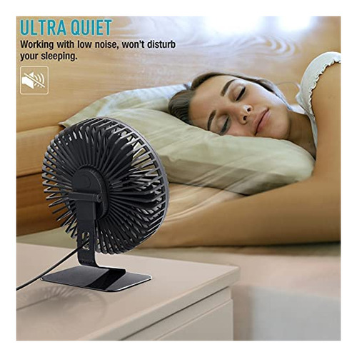 Imagen 2 de 6 de Ventilador De Escritorio Xasla Ajuste 90 Grados Negro