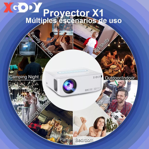 Proyector Xgody Led Android Wifi 8k Fullhd 1080p 12000lumens