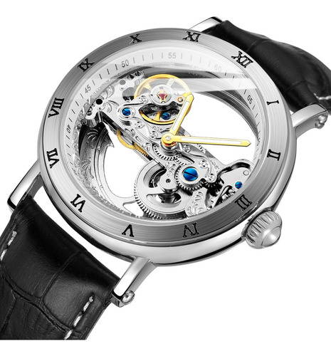Reloj Mecánico Automático Leather 208 Skeleton Hollow Man