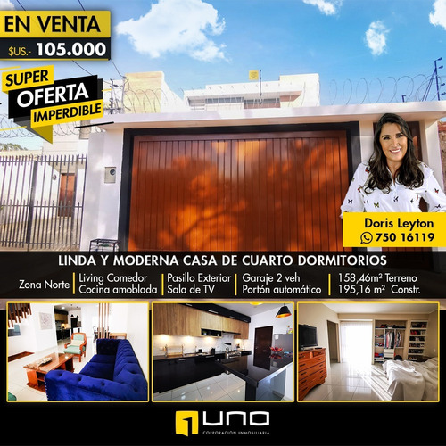 Imagen 1 de 21 de Linda, Acogedora Y Moderna Casa En Venta En La Zona Norte De La Ciudad De Santa Cruz 