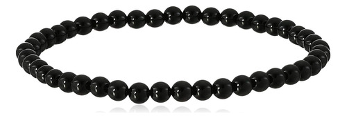 Ltc Smooth Round 4 Mm Pulsera Elástica De Ónix Negro 8 Para 