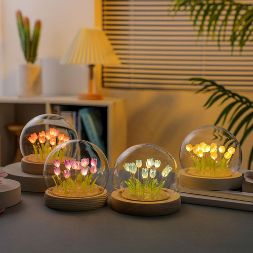 Flores De Tulipán Violeta Luz De Noche Diy Flores