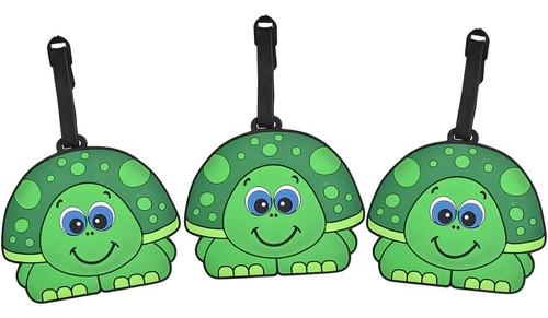 Etiquetas De Equipaje Para Niños Green Turtle Para Mochilas,