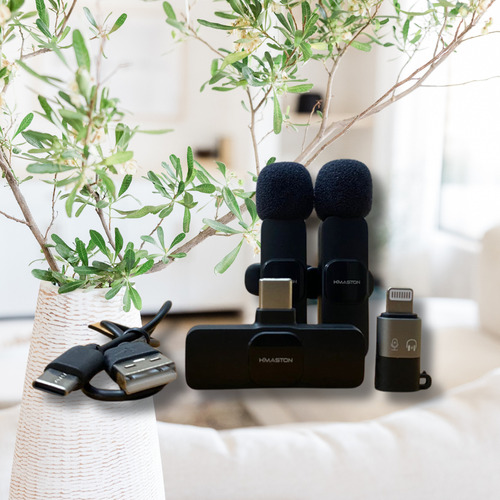 Kit 2 Microfones Lapela Profissional Para Iphone Ou Android Pret-entrada Typo C E Iphone.