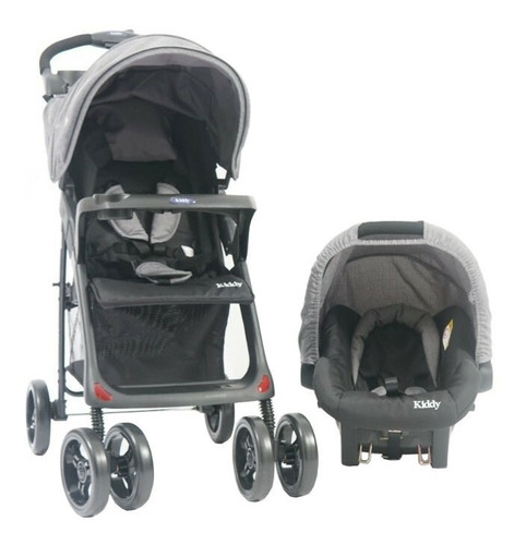 Cochecito de paseo travel system Kiddy C10 travel system gris melange con chasis color negro