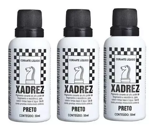 Corante Xadrez Bisnaga Pigmento Líquido 50ml Preto 3u