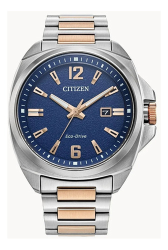 Reloj Citizen Endicott Aw172655l Original Caballero E-watch Color de la correa Plateado Color del fondo Azul