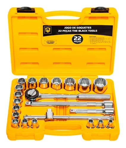 Kit Jogo De Soquetes 1/2 Polegadas Com Maleta Completo Cromado