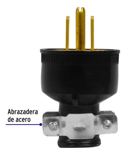 Enchufe Macho Reforzado Uso Ind. 2 Polos + Tierra, Volteck