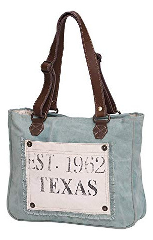 Bolso De Mano De Lona Reciclada Myra Bag Turquesa Texas S-08