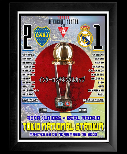Boca Vs Real Madrid Cuadro Japon Azul Negro