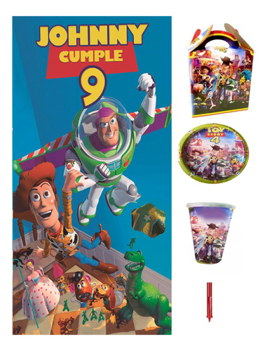 Toy Story Kit 20 Niños Lona Personalizada  Fiesta Woody Buzz