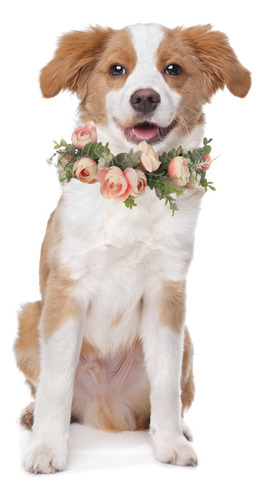 Honoson Collar De Flores De Boda Para Perro, Lazo De Corona