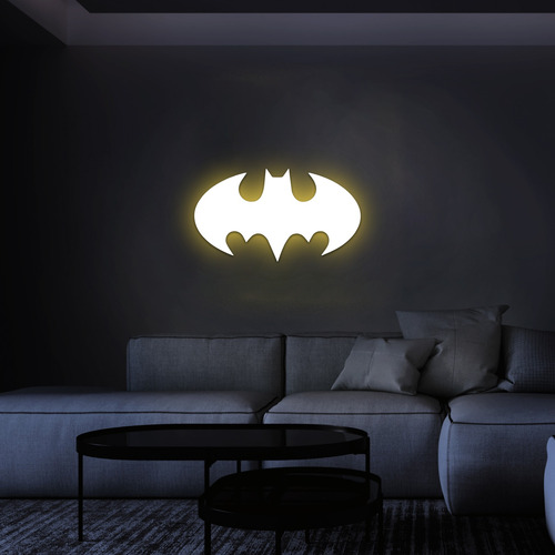 Cuadro Led Madera- Luz Cálida - Batman #3 - 85 X 50 Cm