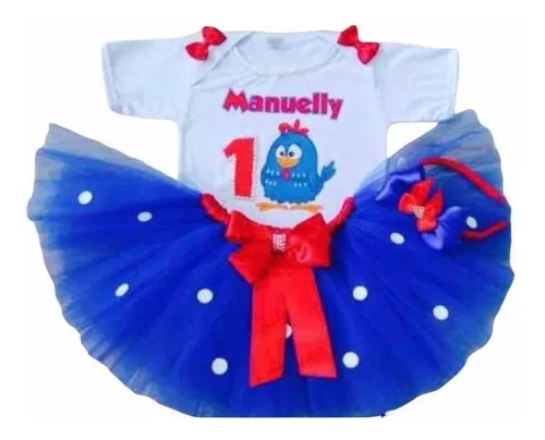 Tutu Gallina Pintadita Azul Conjunto Personalizado Env o gratis