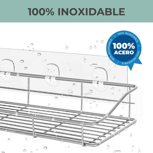 Imagen 2 de 9 de Organizador De Ducha Set X2 Repisa Baño Adhesivo Inoxidable