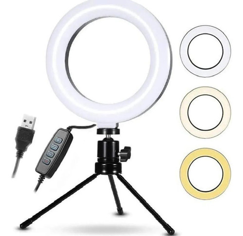 Ring Light Iluminador Luz Led Selfie Tripé Mesa