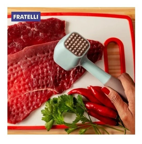 Martillo ablandador de carne Max Chef Fratelli, color verde con gris
