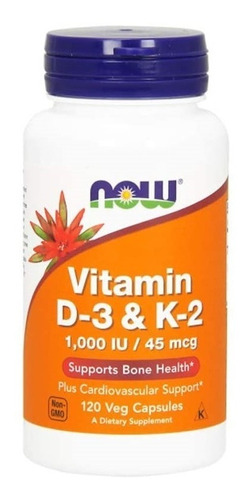 Vitamina K2 100mcg + D3 1000iu 2 En 1 120 Capsulas Eg D86 Sabor Sin Sabor