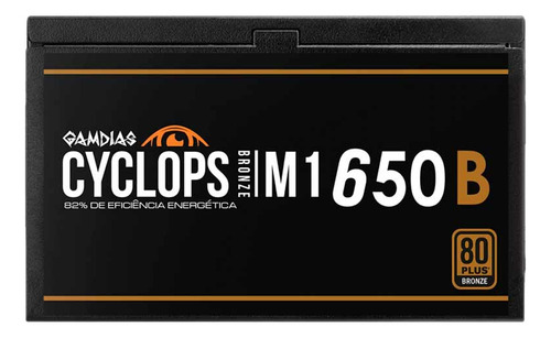 Fonte 650w Gamdias Cyclops M1-650b, 80 Plus Bronze Pfc Ativo