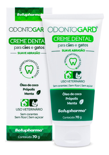 Odontogard Creme Dental Para Cães E Gatos 70g Sabor Óleo De Coco Própolis E Menta