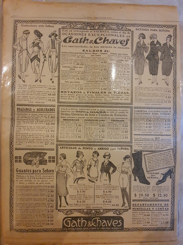 Publicidad Original Año 1921-e125961- Gath&chaves -modas
