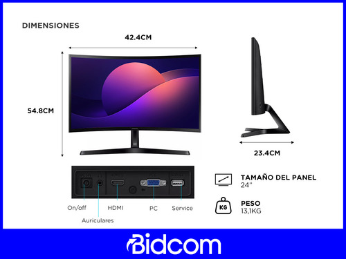 Monitor Gamer 24 Samsung Curvo Full Hd 100hz Ls24d366galx