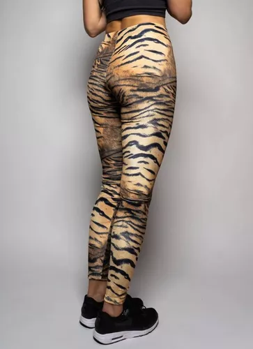 Calça Legging estampada de onça animal print moda feminina moda academia  fitnes leg