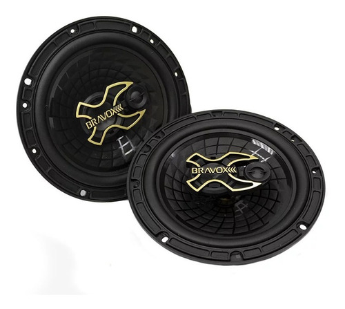 Tipo de alto-falante triaxial Bravox B3X60 para carros, picapes e suvs cor preto de 4Ω 167.5mm X 167.5mm X 6 " x 2 unidades