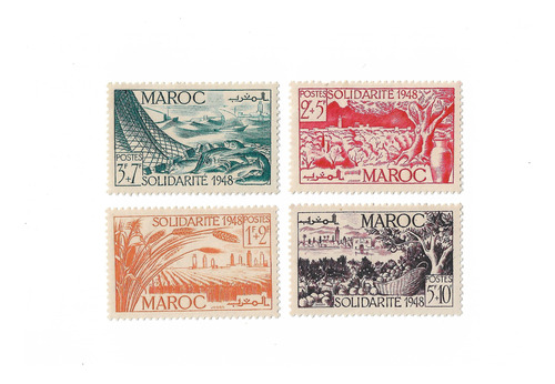 Marruecos 1949 Serie Nueva Compl 4 Estamp 271/4 Solidaridad