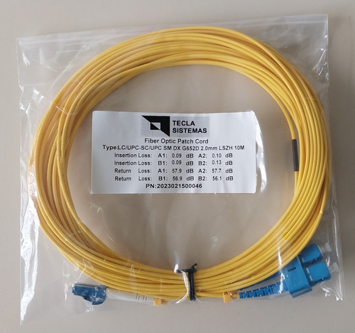 Fibras Ópticas : Patchcord Dx-sm G652 Lc Upc- Sc Upc, 10m