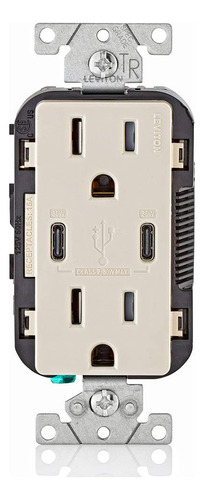 Tomacorriente Doble Leviton T5635-e Para Pared Con Cargador