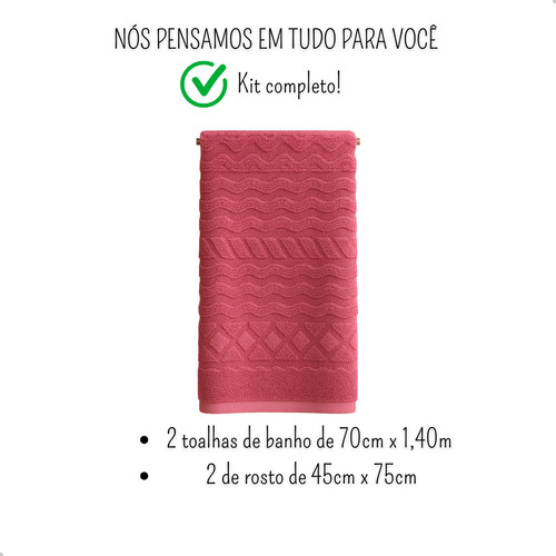 Jogo De Banho 4 Peça Toalha Teka Banheiro Florença Casa Lisa