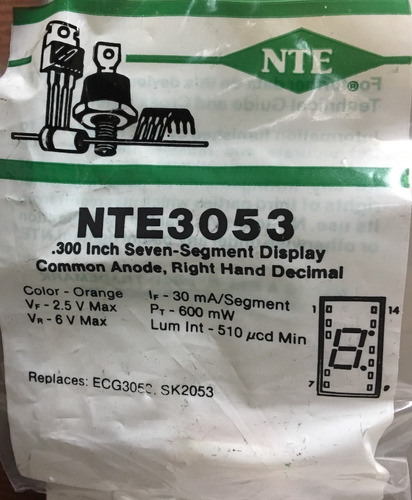 Nte 3053 Display Simple 1 Digito Numerico Sa03-11rw Nte 3062