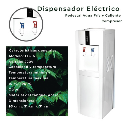 Imagen 4 de 7 de Dispensador Eléctrico Pedestal Agua Fría Caliente Compresor