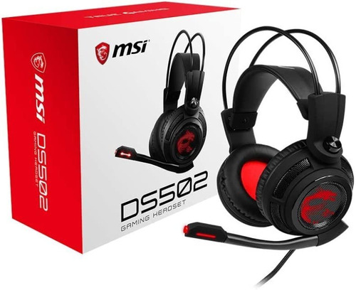 Auriculares Para Juegos Msi Ds502 Color Negro Y Rojo