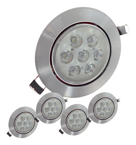 5 Pzas Lampara Led Dirigible 7w Spot Empotrable Plafon Casa 